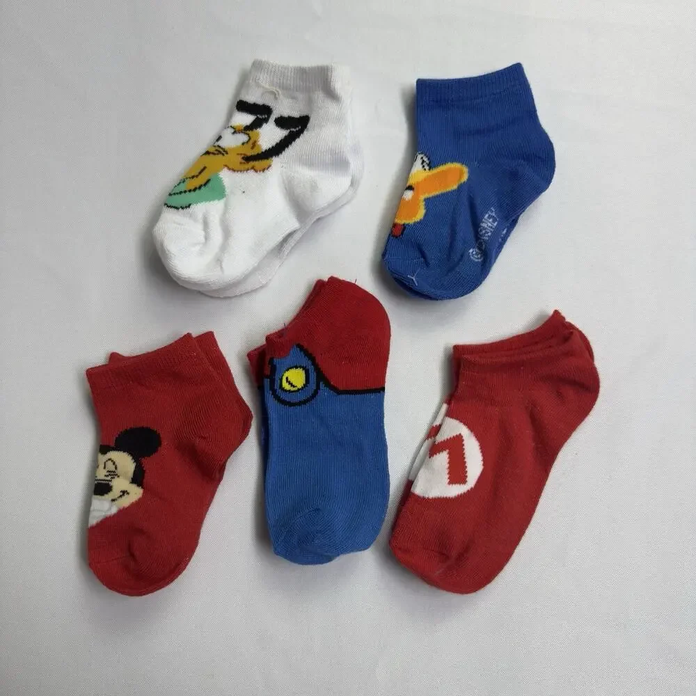 Disney Junior Mickey Quarter Socks 5 pair Infant Shoe Size 4-7